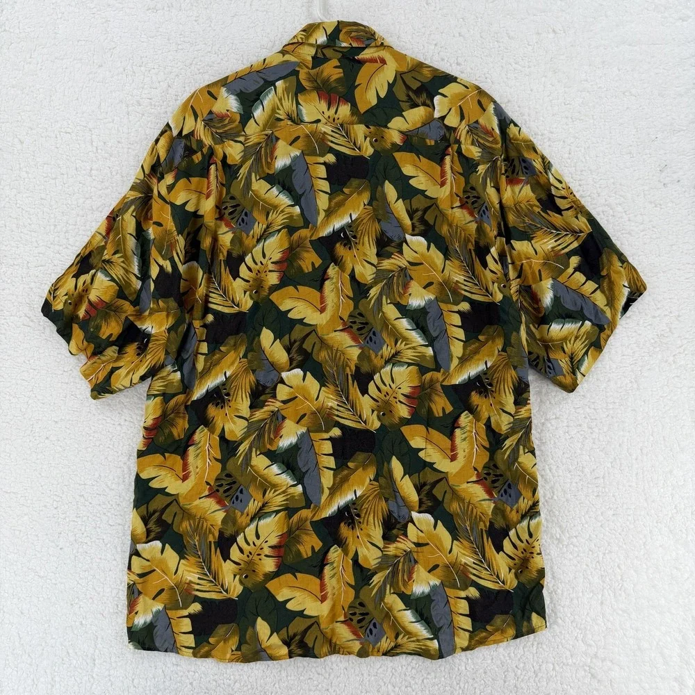 Vintage Guess Georges Marciano Shirt Mens Medium Yellow Hawaiian Aloha Rayon‎